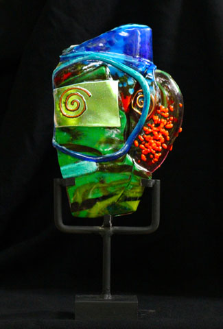 "Mr. Magoo" kiln formed glass sculpture.